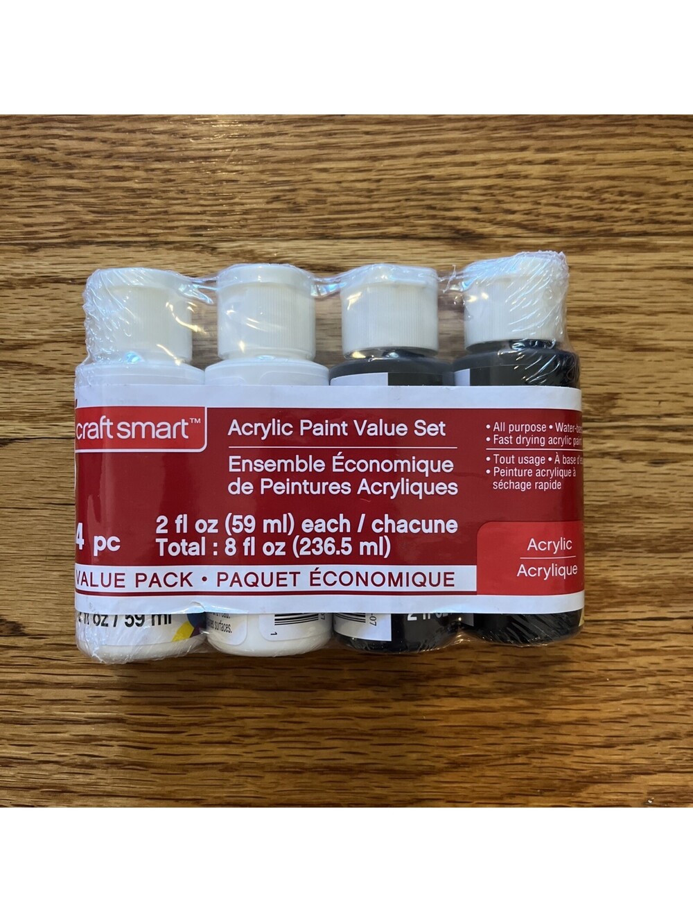 CraftSmart Acrylic Paint Set- Black & White 4 pack